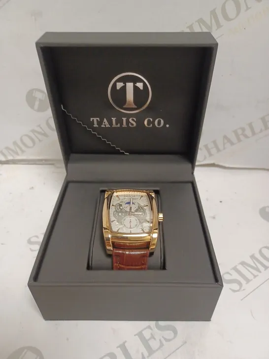 MENS TALIS CO WATCH – MOON PHASE MOVEMENT – SUB DIAL – GENUINE LEATHER STRAP 