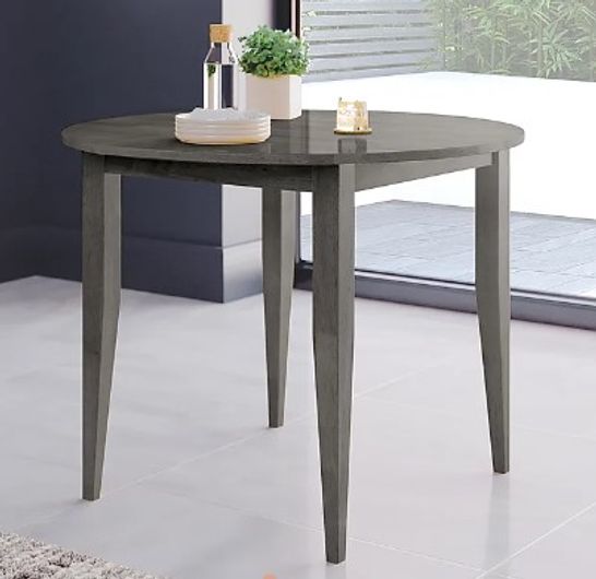 BOXED FINLEY ROUND GREY WOOD 90CM TABLE (1 BOX)