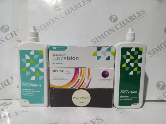 APPROXIMATELY 20 ASSORTED HOUSEHOLD ITEMS TO INCLUDE EYE EXPERT PURE CONTACT LENSES, EASY VISION CONTACT LENSES, ETC