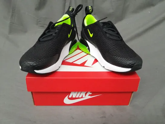 BOXED PAIR OF NIKE AIR MAX 270 PS KIDS SHOES IN BLACK/GREEN UK SIZE 11.5