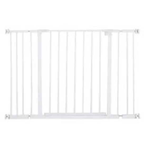 BOXED PAWHUT DOG GATE PET SAFETY GATE STAIR BARRIER PRESSURE FIT ADJUSTABLE 76-82/86-97/101-107 CM, WHITE