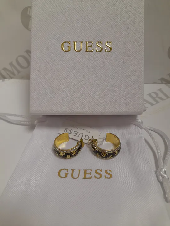 GUESS 4G LOOP PATTERNED YELLOW/GOLD HOOP EARRINGS  RRP £49