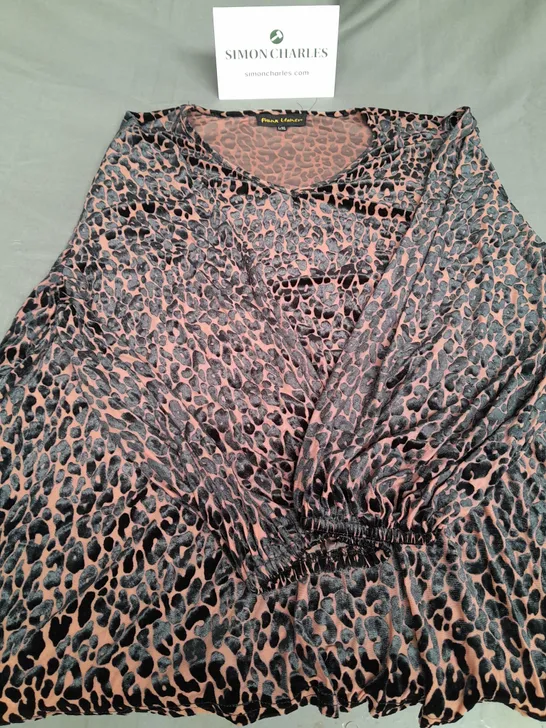 FRANK USHER LADIES LONG SLEEVED VELOUR LEOPARD PRINT TOP SIZE L/XL