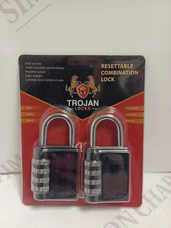 BOX OF APPROX 50 TROJAN RESETTABLE COMBINATION LOCKS