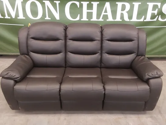 DESIGNER 3 SEATER FAUX LEATHER MANUAL RECLINER SOFA 