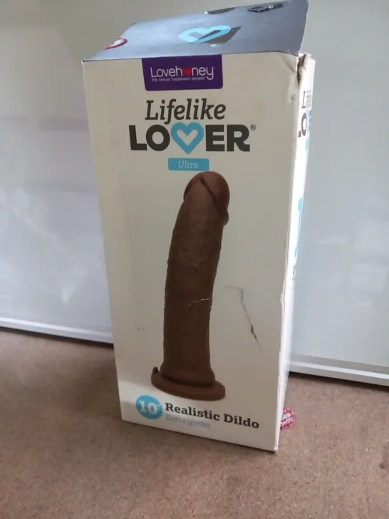 BOXED LOVEHONEY LIFELIKE LOVER ULTRA 10" REALISTIC DILDO EXTRA GIRTHY 