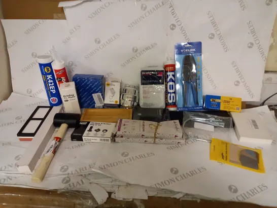 LOT OF APPROXIMATELY 20 ITEMS TO INCLUDE VCELINK TERMINAL CRMPER GJ707, MORRIS LUBRICANTS K42EP MULTI-PURPOSE GREASE, TACWISE WORLDWIDE 18G/40MM BRAD NAISL, ETC