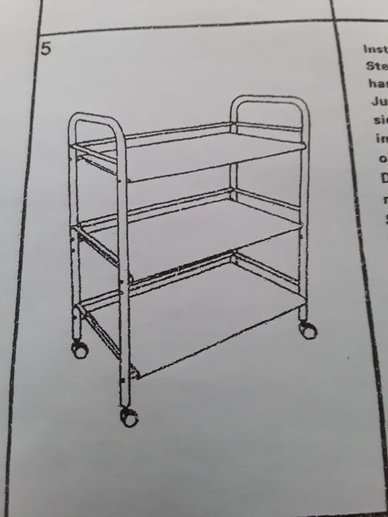 BOXED 3 TIER METAL KITCHEN TROLLEY WITH WHEELS