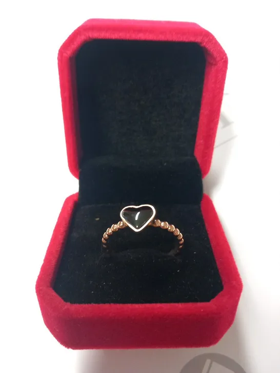 BERING ROSE BEAD & HEART RING SIZE 8