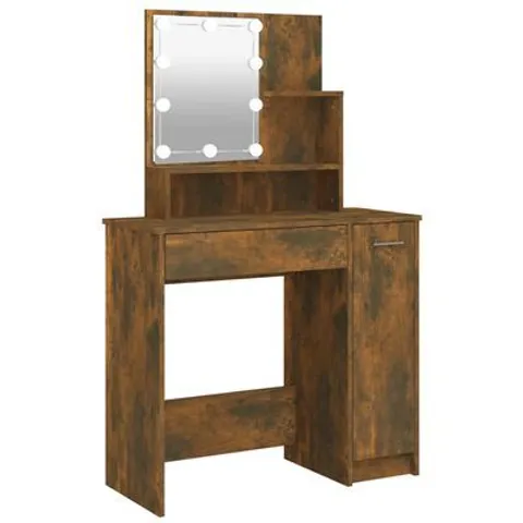 BOXED DRESSING TABLE WITH LED COLOUR: SMOKED OAK SIZE: 86.5X35X136CM