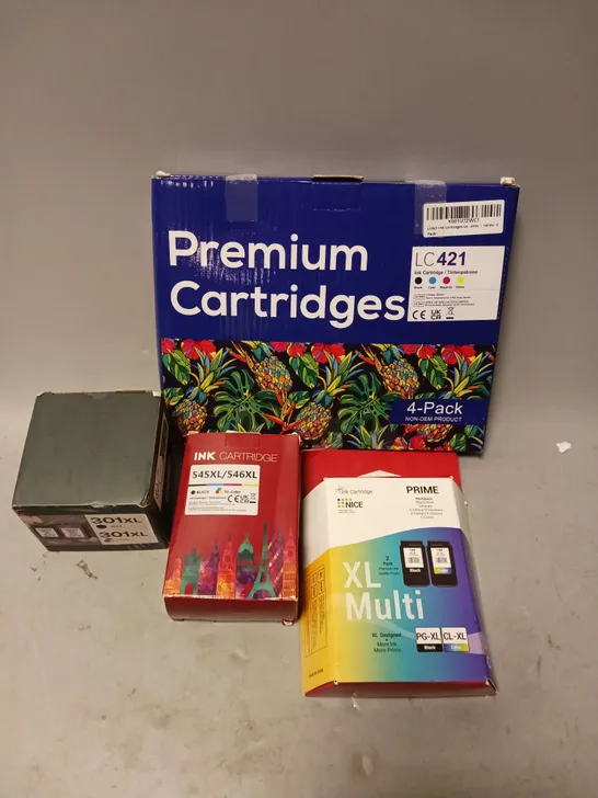 BOXED LOT OF 4 PACKS OF INK CARTRIDGES - PRINTER MODELS UNSPECIFIED