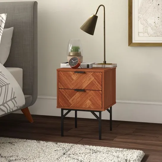 BOXED CORNETTE 2 DRAWER BEDSIDE TABLE (1 BOX)