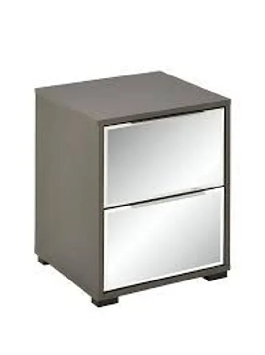 BOXED MILA MIRROR 2 DRAWER BEDSIDE [COLLECTION ONLY]