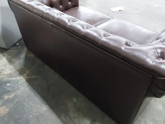 DESIGNER CHESTERFIELD TWO SEATER SOFA CHESTNUT LEATHER 