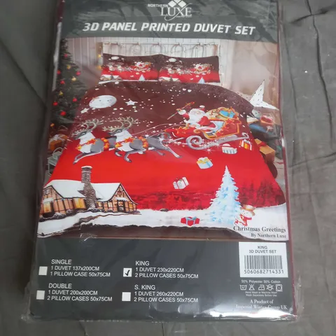 NORTHERN LUXE CHRISTMAS GREETINGS 3D PANEL PRINTED DUVET SET IN SIZE KING