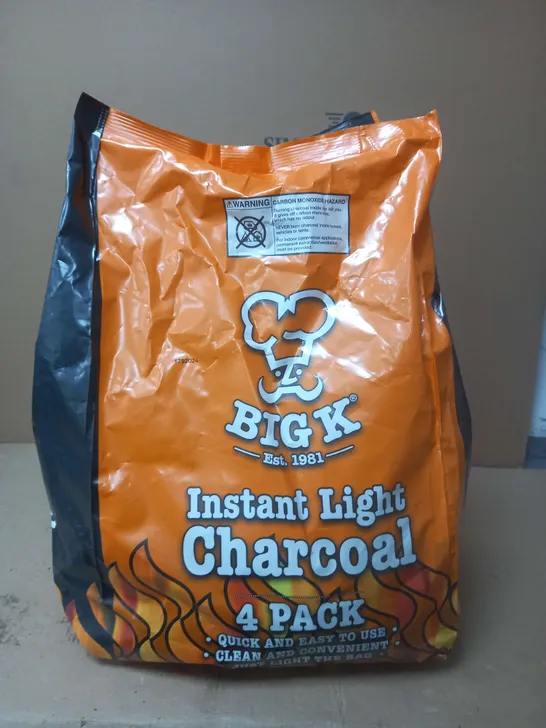 BIG K BBQ INSTANT LIGHT CHARCOAL 4KG ( 4 PACK X 1KG )