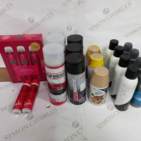 LOT OF APPROX 20 ASSORTED AEROSOLS TO INCLUDE CAR CLEANER, AIR FRESHENER, BODY SPRAY ETC