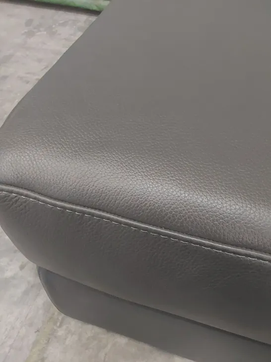 QUALITY DESIGNER ITALIAN MADE GHIRLANDAIO LEATHER UPHOLSTERED STORAGE FOOTSTOOL - MEDIUM GREY