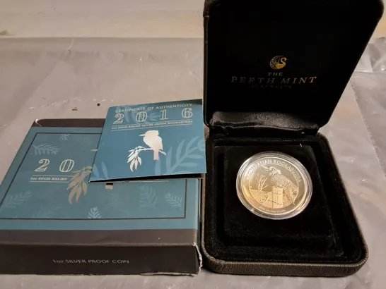 PERTH MINT 1OZ 2016 HIGH RELIEF SILVER PROOF KOOKABURRA COIN