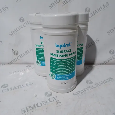 3 X 150 BYOTROL SURFACE SANITISING WIPES