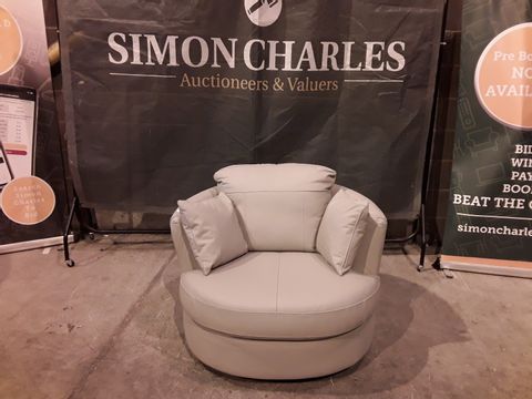DESIGNER TAUPE FAUX LEATHER SWIVEL CHAIR 