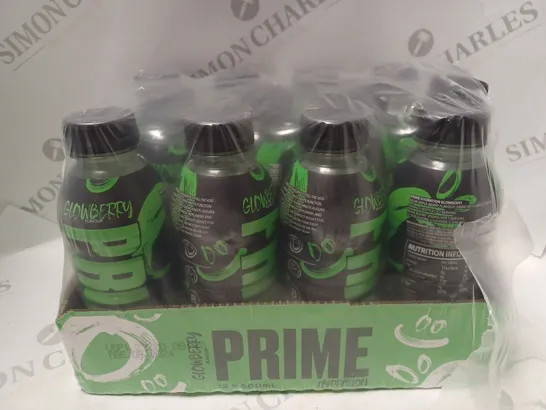 BOX OF APPROX 12 X 500ML PRIME GLOWBERRY FLAVOUR HYDRATION DRINKS 