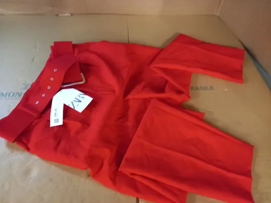 ZARA RED BELTED TROUSERS - EUR L