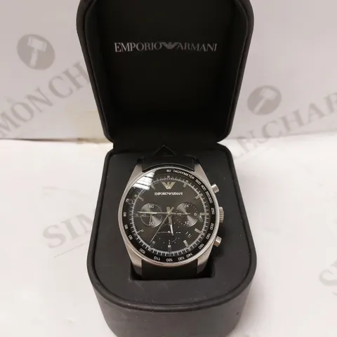 EMPORIO ARMANI MEN'S BLACK  TRIPLE DIAL RUBBER STRAP WRISTWATCH 