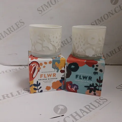 TWO BOXED FLWR SOY WAX CANDLES 