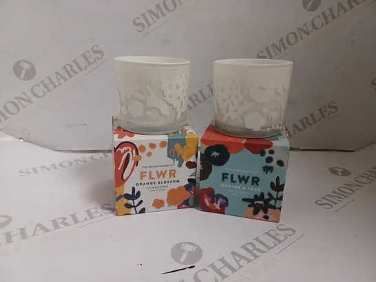 TWO BOXED FLWR SOY WAX CANDLES 