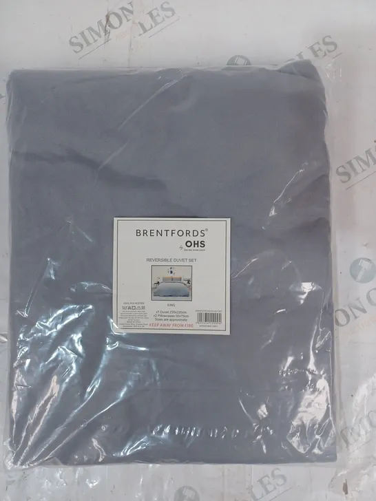 BRENTFORD REVERSIBLE DUVET SET IN GREY - KING SIZE