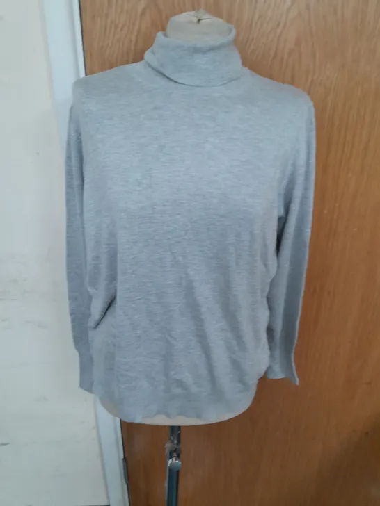 DUNNES THIN TURTLENECK JUMPER IN GREY MARL SIZE XL