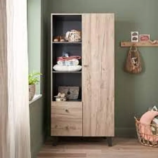 BOXED TUTTI COMO WARDROBE DISTRESSED OAK AND SLATE GREY FINISH (3 BOXES)