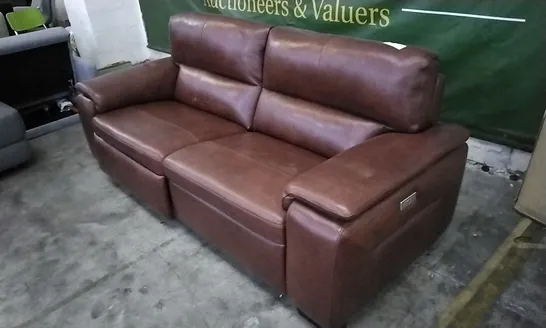 QUALITY ITALIAN DESIGNER GRADO TAN LEATHER POWER RECLINER LARGE SOFA