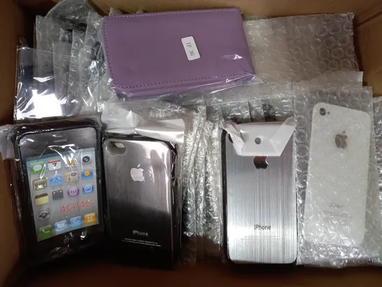 BOX OF APPROXIMATELY 30 ASSORTED HOUSEHOLD ITEMS TO INCLUDE IPHONE COVER, IPHONE BACK, PHONE CASE ETC