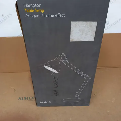 JOHN LEWIS HAMPTON TABLE LAMP - ANTIQUE CHROME EFFECT 
