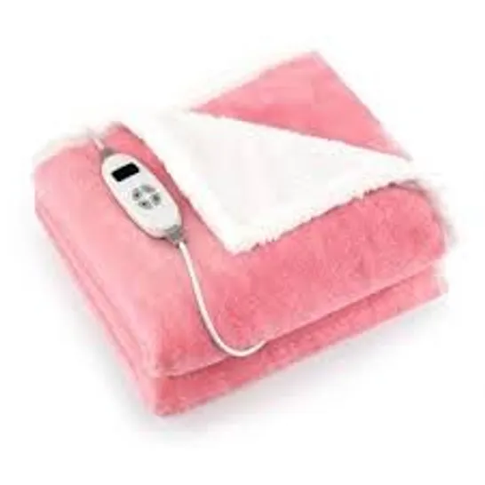 BOXED COSTWAY 154 X 130cm REVERSIBLE ELECTRIC HEATED BLANKET WITH 10 HEAT SETTINGS - PINK