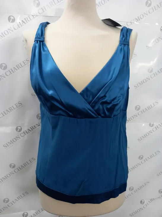 HOBBS STRAPPY SILK SATIN KATHY TOP IN BLUE - 14