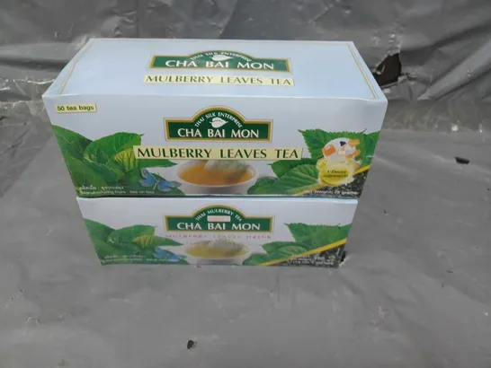 PALLET OF APPROXIMATELY 900 BOXES OF THAI SILK ENTERPRISE CHA BAI MON MULBERRY LEAVES TEA TO INCLUDE75G AND 150G BOXES