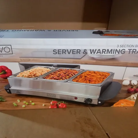 BOXED LIVIVO 3-TRAY SERVER AND WARMING TRAY