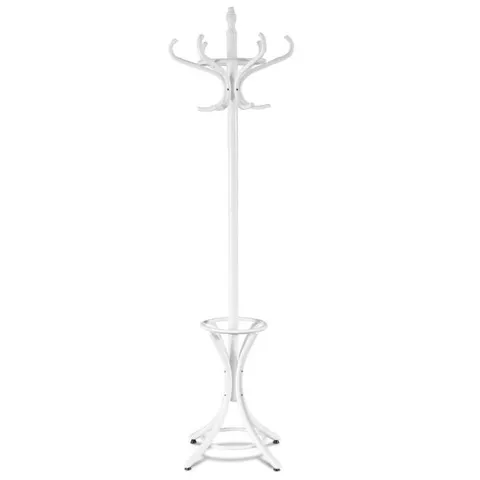 BOXED COSTWAY FLOOR STANDING HAT COAT WOOD HANGER W/ UMBRELLA RACK PRESTIGE - WHITE