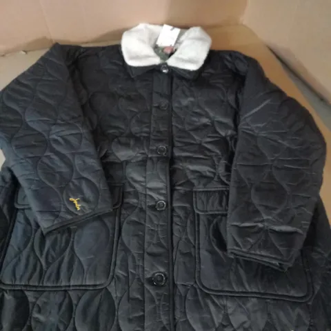 JOULES BLUE JACKET WITH FAUX WOOL DETAIL ON THE COLLAR - SIZE 14