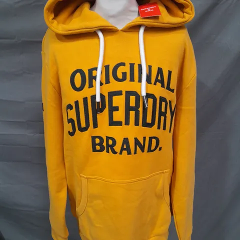 SUPERDRY ATHLETIC SCRIPTS GRAPHIC HOODIE IN SUN ROD YELLOW - L