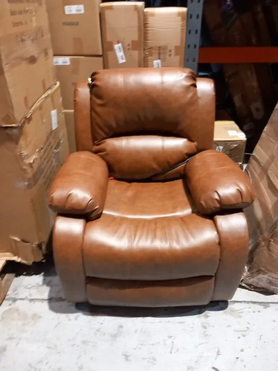 DESIGNER BROWN FAUX LEATHER ELECTRIC RECLINING ARM CHAIR