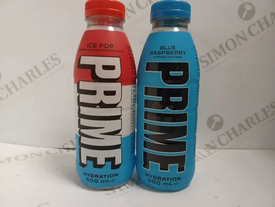 TWO BOTTLES OF PRIME - 300ML BLUE RASPBERRY AND ICE POP