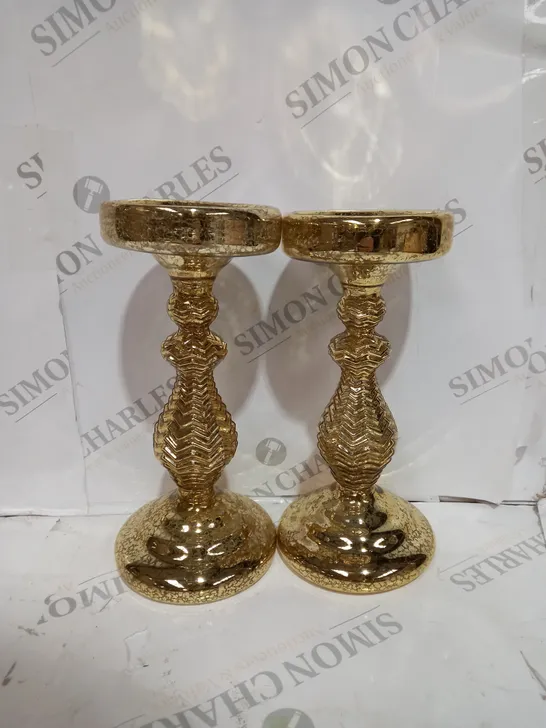 OUTLET ALISON CORK PRE-LIT SET OF 2 MERCURY GLASS CANDLE HOLDERS