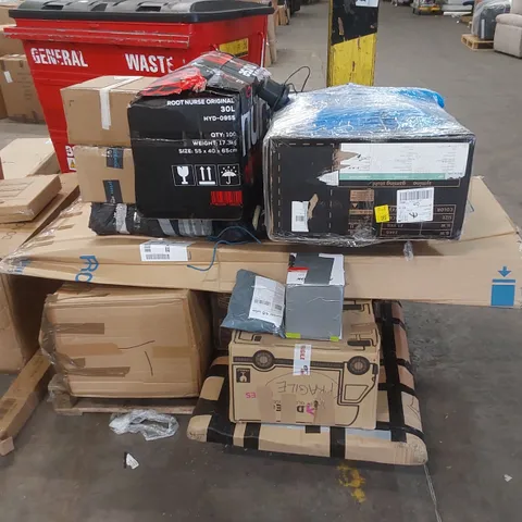 PALLET OF ASSORTED HOUSEHOLD PRODUCTS AND INCOMPLETE BOXED FURNITURE 