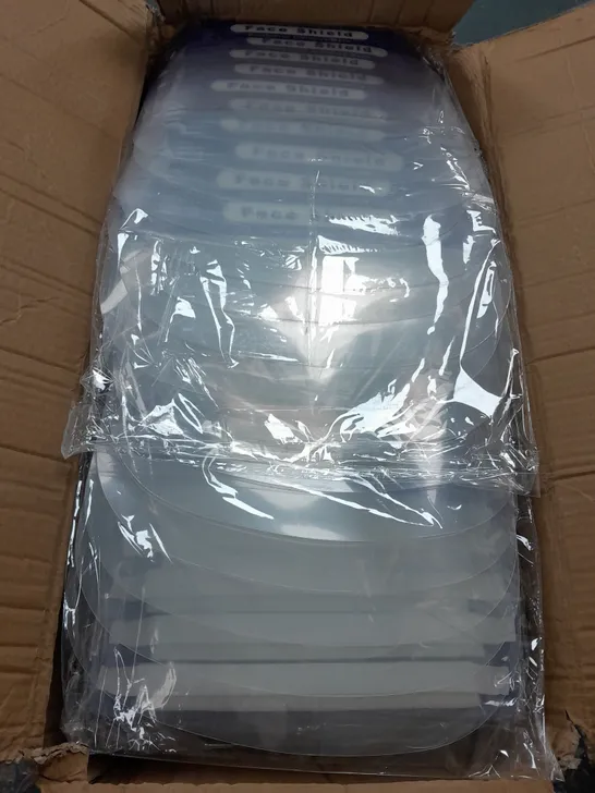 LARGE BOX OF APPROX. 300 FACE SHIELDS 