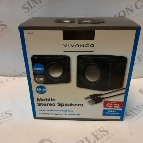 BOXED AND SEALED VIVANCO MOBILE STEREO SPEAKERS