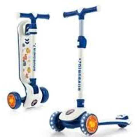 BOXED COSTWAY FOLDING KIDS SCOOTER WITH EXTRA WIDE DECK AND LED LIGHTED PU - WHITE